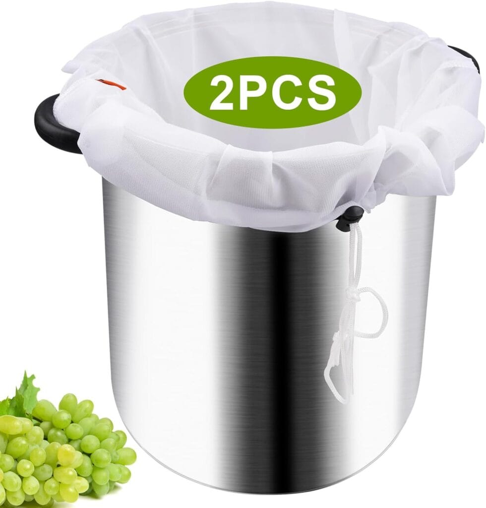 2pcs Brew Bag, Extra Large 250 Micron Fine Mesh Strainer Bag, 26″x22″ Reusable Filter Bag Made of Nylon for Home Brewing Hops Grains Wine Beer, Drawstring Straining Brew in a Bag Supplies