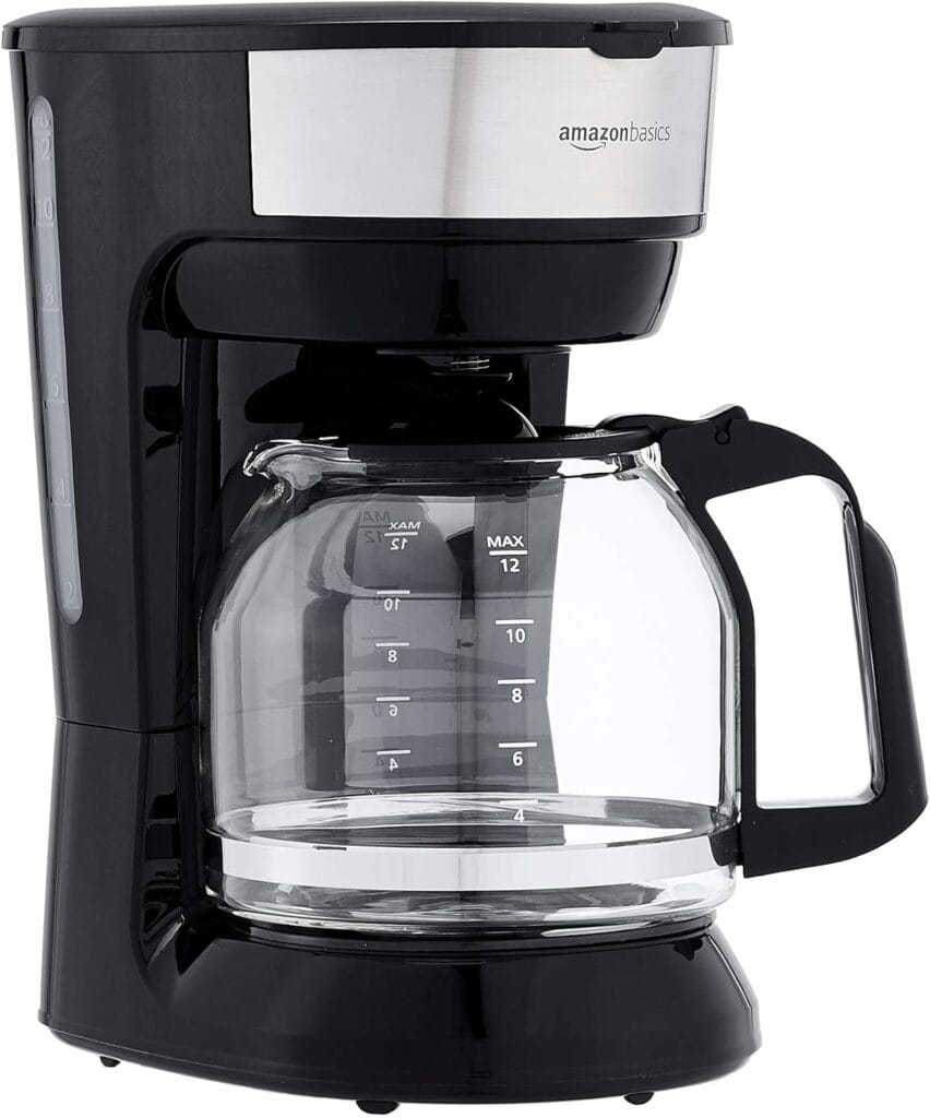 Amazon Basics Coffee Makers, 12-Cup Coffee Machines With Reusable Filter, Coffee Pots, Black & Stainless Steel Amazon Basics Coffee Makers, 12-Cup Coffee Machines With Reusable Filter, Coffee Pots, Black & Stainless Steel