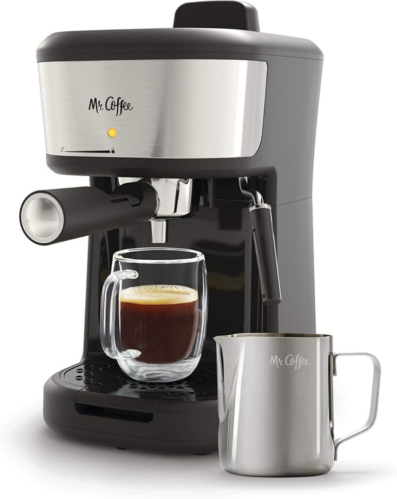 Mr. Coffee Espresso And Cappuccino Machine, Single Serve Coffee Maker With Milk Frothing Pitcher And Steam Wand, 20 Ounces, Stainless Steel,Black Mr. Coffee Espresso And Cappuccino Machine, Single Serve Coffee Maker With Milk Frothing Pitcher And Steam Wand, 20 Ounces, Stainless Steel,Black