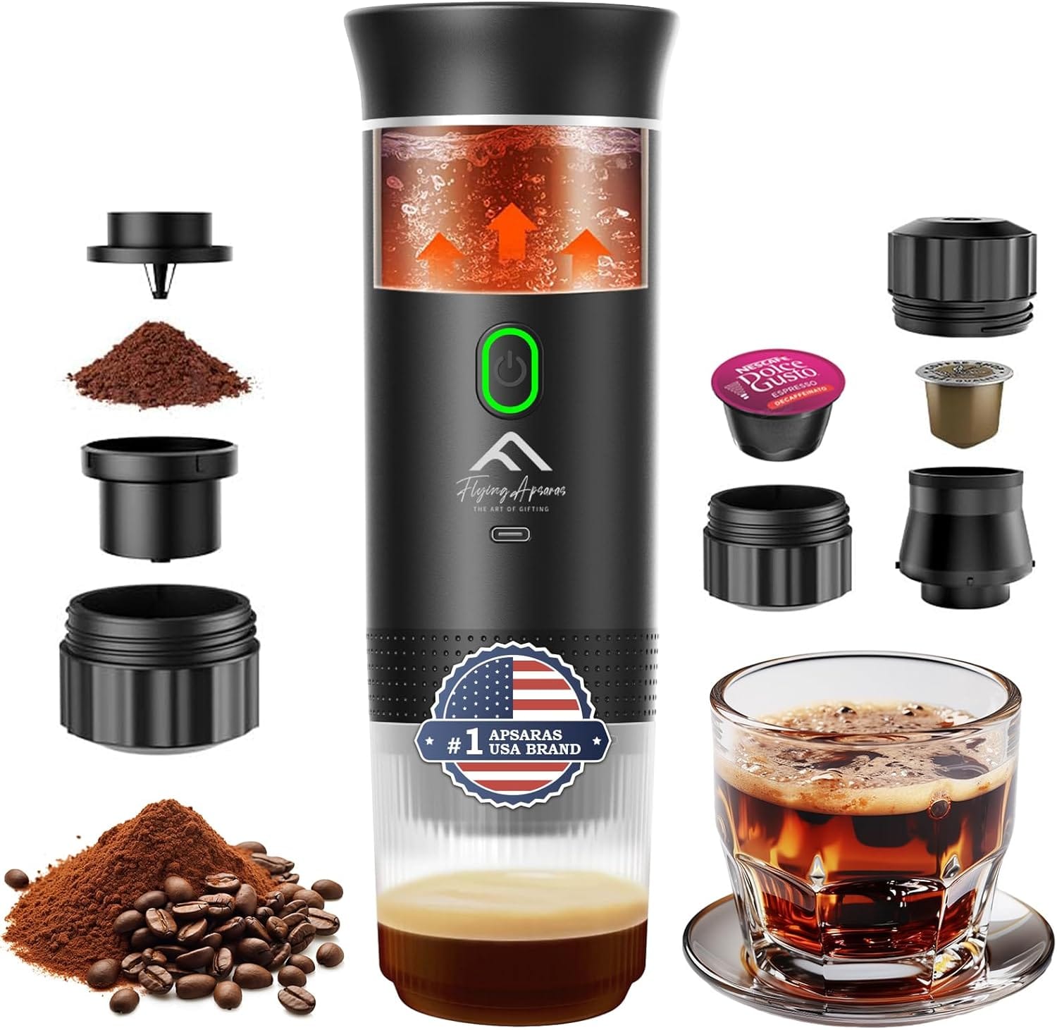 Portable Espresso Maker, Portable Coffee Maker, 20 Bar Mini Espresso Machine, 3In1 Electric Espresso Maker, Travel Coffee Maker With Ground Coffee & Capsule(Ns&Dg) For Rv, Camping, Car Portable Espresso Maker, Portable Coffee Maker, 20 Bar Mini Espresso Machine, 3In1 Electric Espresso Maker, Travel Coffee Maker With Ground Coffee & Capsule(Ns&Dg) For Rv, Camping, Car