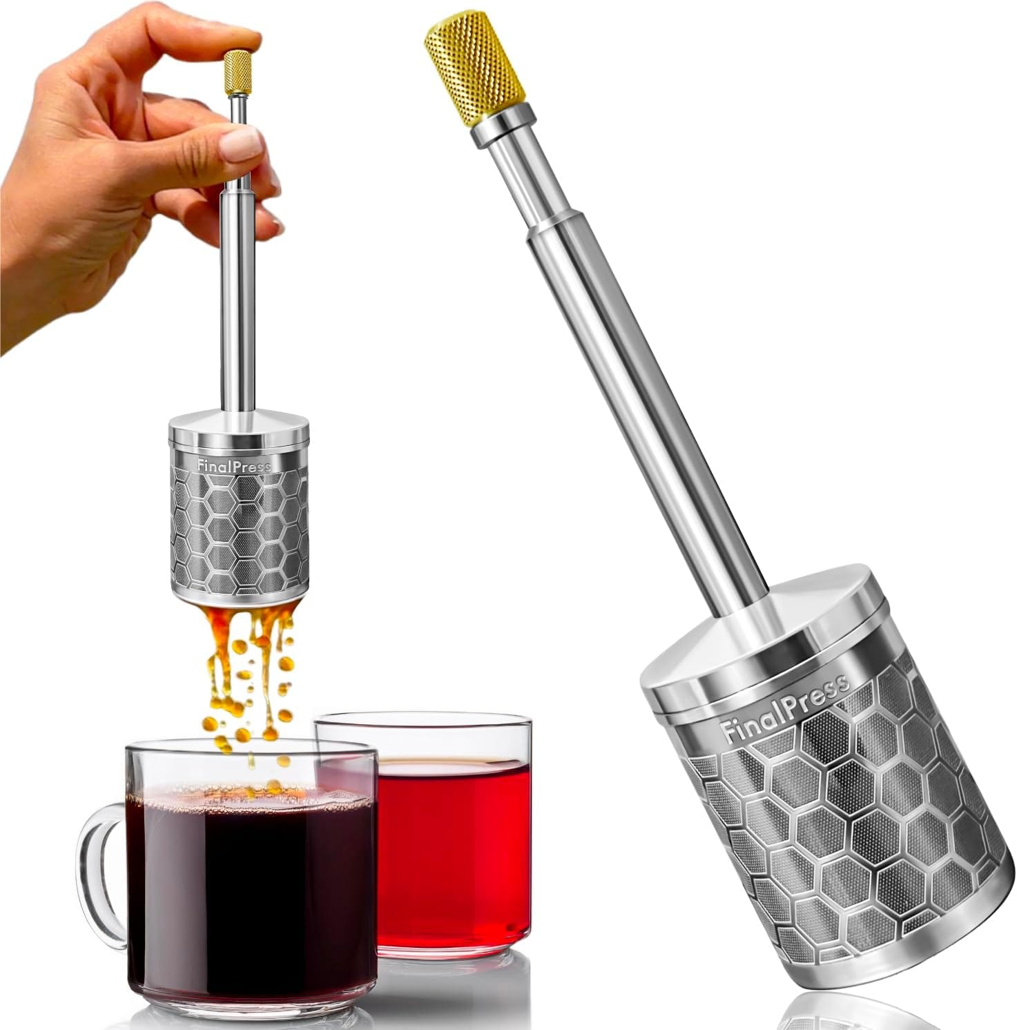 Original Coffee & Tea Maker â Portable Stainless Steel Micro French Press â Patented 3-In-1 Technology For Hot, Iced & Cold Brew â Perfect For Home, Camping & Travel (Upgraded V2) Original Coffee & Tea Maker â Portable Stainless Steel Micro French Press â Patented 3-In-1 Technology For Hot, Iced & Cold Brew â Perfect For Home, Camping & Travel (Upgraded V2)