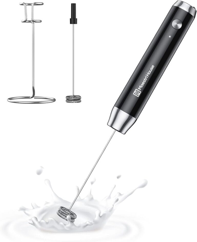 Maestri House Rechargeable Milk Frother with Stand, LunaFro Handheld Electric Foam Maker Waterproof Detachable Stainless Steel Whisk Drink Mixer Foamer for Lattes, Cappuccino Maestri House Rechargeable Milk Frother with Stand, LunaFro Handheld Electric Foam Maker Waterproof Detachable Stainless Steel Whisk Drink Mixer Foamer for Lattes, Cappuccino