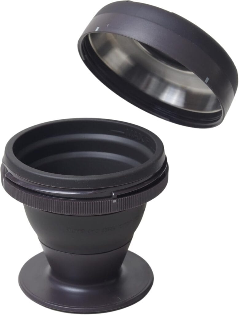 Portable Collapsible Travel French Press for Coffee – Single Serve 8oz Stainless Steel Filter, No Plastic Contact, Compact Design Perfect for Home, Camping & Outdoors (Black)