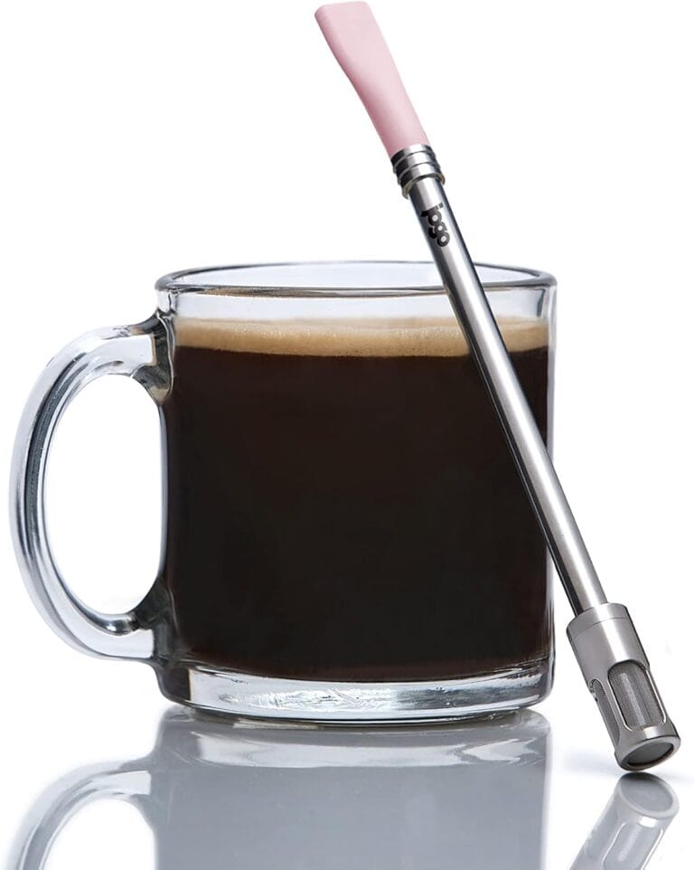 JoGo – The Original Coffee and Tea Brewing Straw – Portable Coffee Maker – Stainless Steel Single Serve Strainer – Filter Function for Hot & Cold Brew – Yerba Mate Straw for Loose Leaf Teas & Coffee