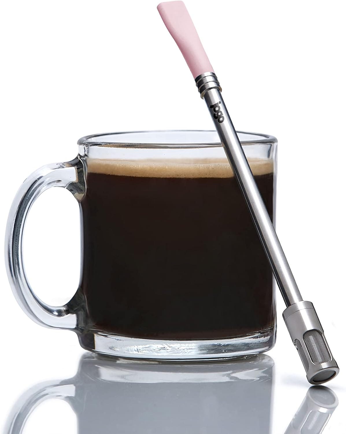 JoGo – The Original Coffee and Tea Brewing Straw – Portable Coffee Maker – Stainless Steel Single Serve Strainer – Filter Function for Hot & Cold Brew – Yerba Mate Straw for Loose Leaf Teas & Coffee