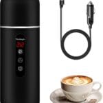 Electric Travel Kettle,12V/24V Car Coffee Warmer Kettle,Portable Hot Water Boiler,Small Hot Water Heater with Built-in Magnetic Induction Stirring