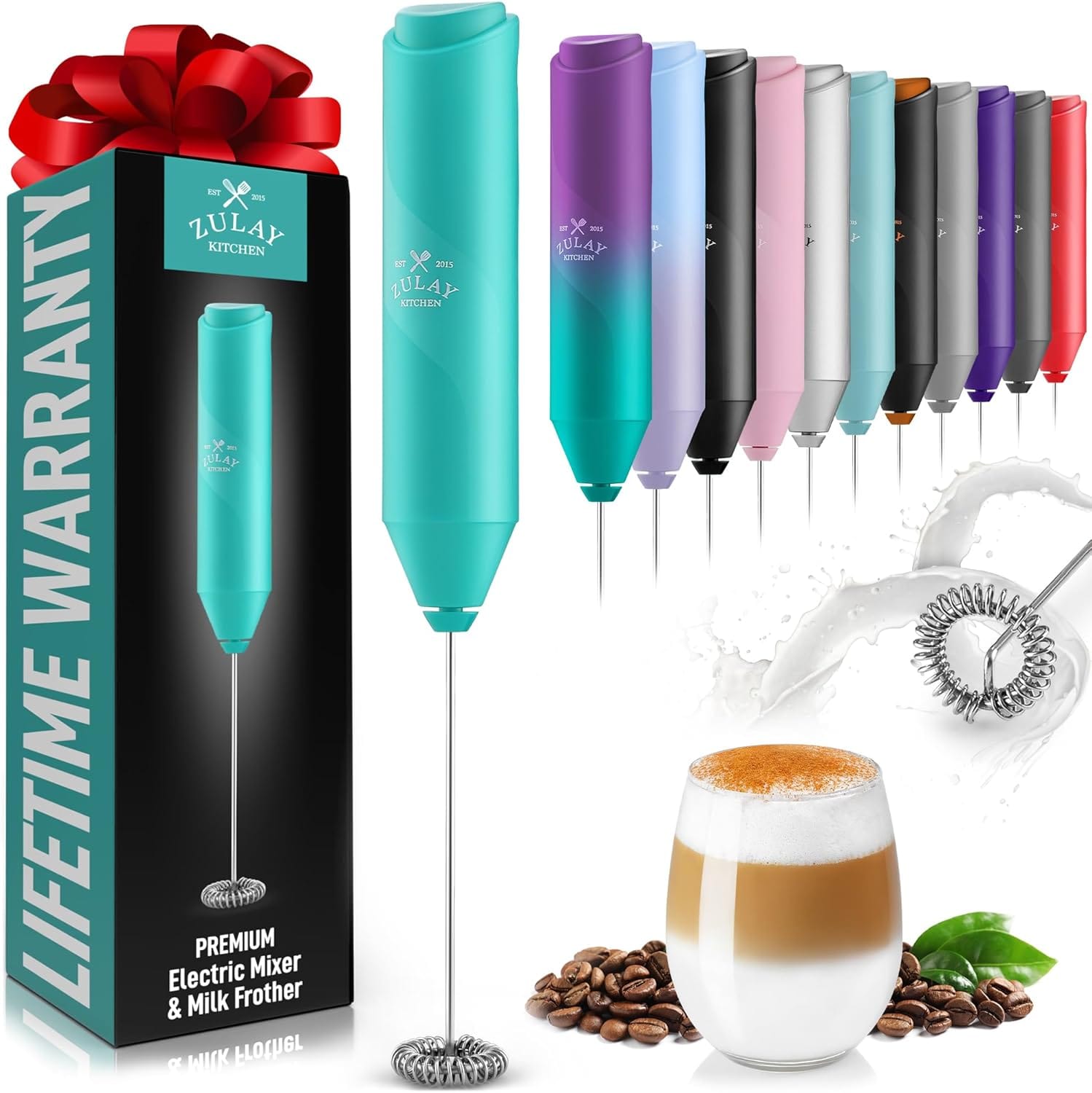 Zulay Froth Mate Powerful Milk Frother For Coffee – Portable & Compact Handheld Foam Maker For Lattes, Cappuccinos, Matcha, Hot Chocolate – Milk Foamer Frother – No Stand Electric Whisk (Teal) Zulay Froth Mate Powerful Milk Frother For Coffee – Portable & Compact Handheld Foam Maker For Lattes, Cappuccinos, Matcha, Hot Chocolate – Milk Foamer Frother – No Stand Electric Whisk (Teal)