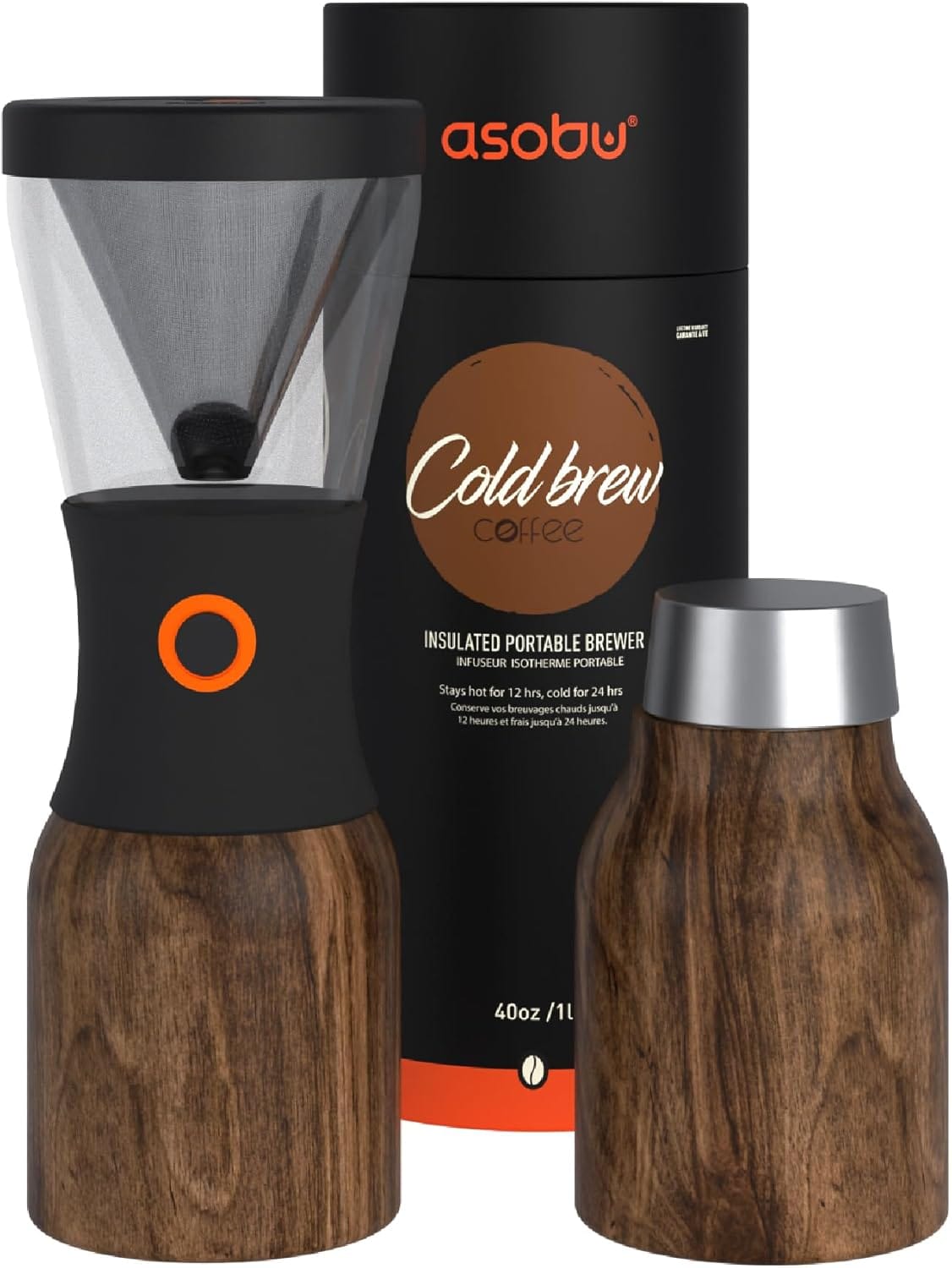 Asobu Coldbrew Portable Cold Brew Coffee Maker With A Vacuum Insulated 1 Liter Stainless Steel 18/8 Carafe Bpa Free (Wood) Asobu Coldbrew Portable Cold Brew Coffee Maker With A Vacuum Insulated 1 Liter Stainless Steel 18/8 Carafe Bpa Free (Wood)