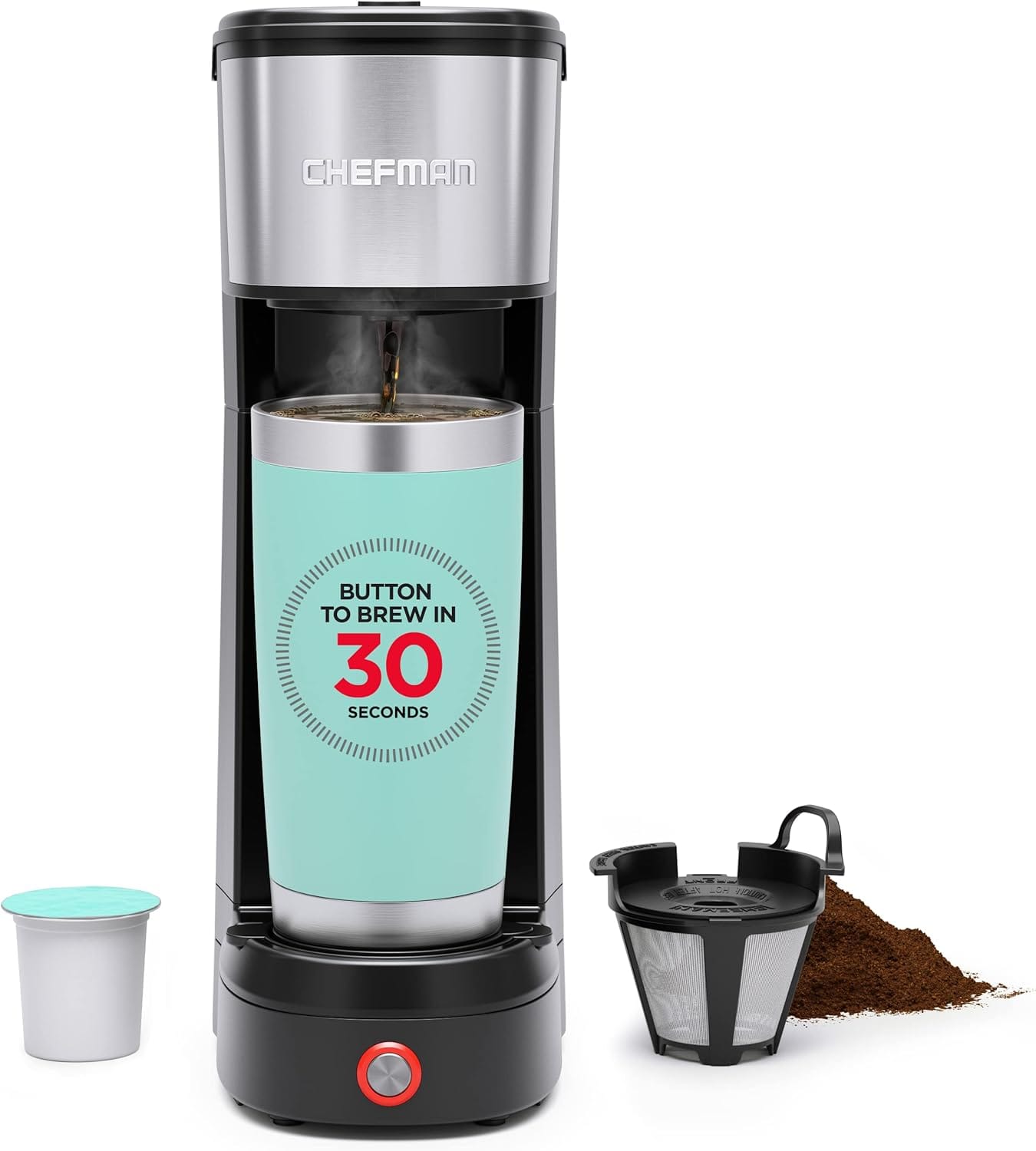 Chefman Instacoffee Max, The Easiest Way To Brew The Boldest Single-Serve Coffee, Use Fresh And Flavorful Grounds Or K-Cups Chefman Instacoffee Max, The Easiest Way To Brew The Boldest Single-Serve Coffee, Use Fresh And Flavorful Grounds Or K-Cups
