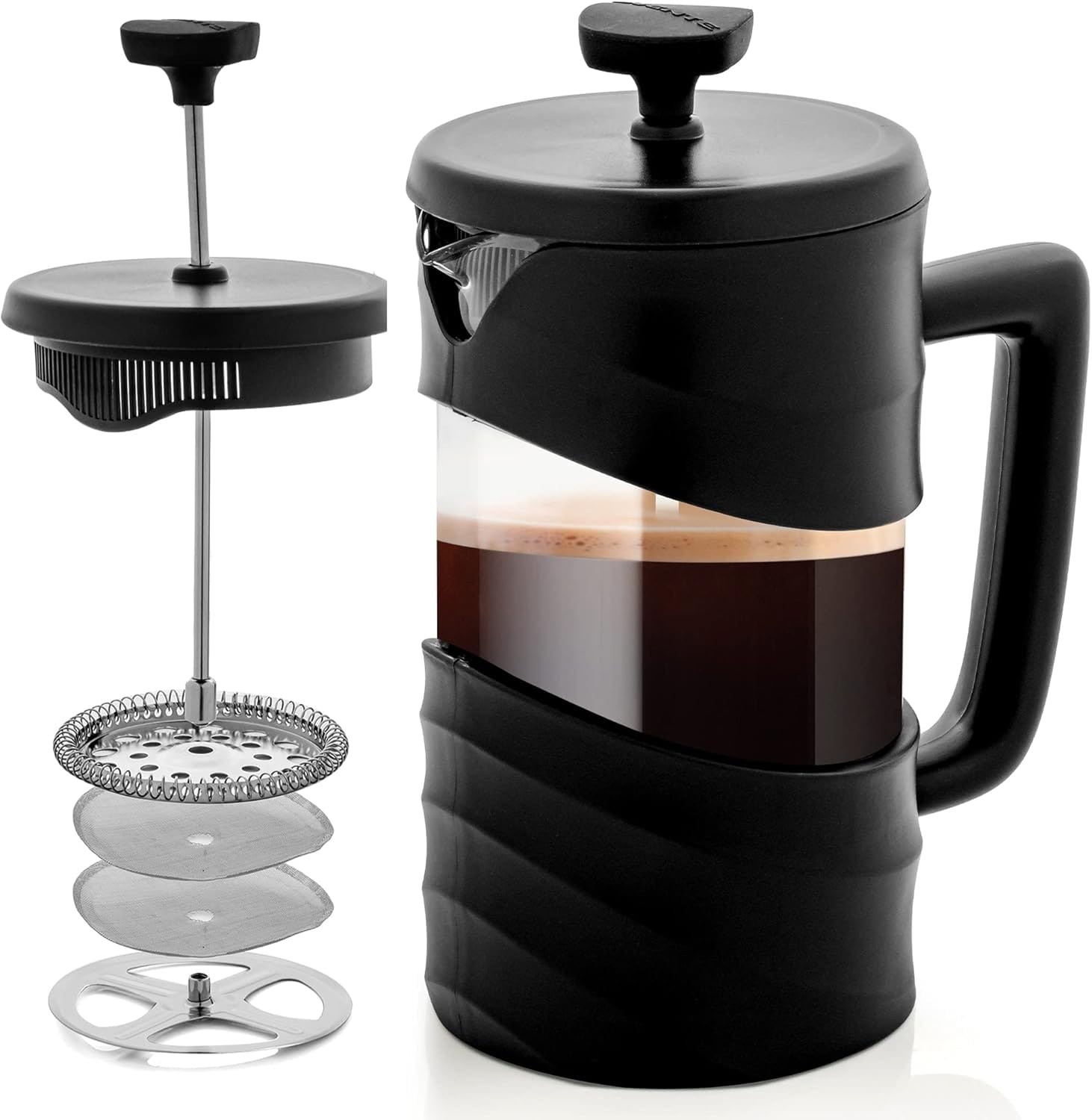 Ovente French Press Coffee Maker 34 Ounce With Heat Resistant Borosilicate Glass & Stainless Steel 4-Level Filtration System, Portable Cold Brew Coffee Maker For Travel, Camping Or Gift, Black Fpw34B Ovente French Press Coffee Maker 34 Ounce With Heat Resistant Borosilicate Glass & Stainless Steel 4-Level Filtration System, Portable Cold Brew Coffee Maker For Travel, Camping Or Gift, Black Fpw34B