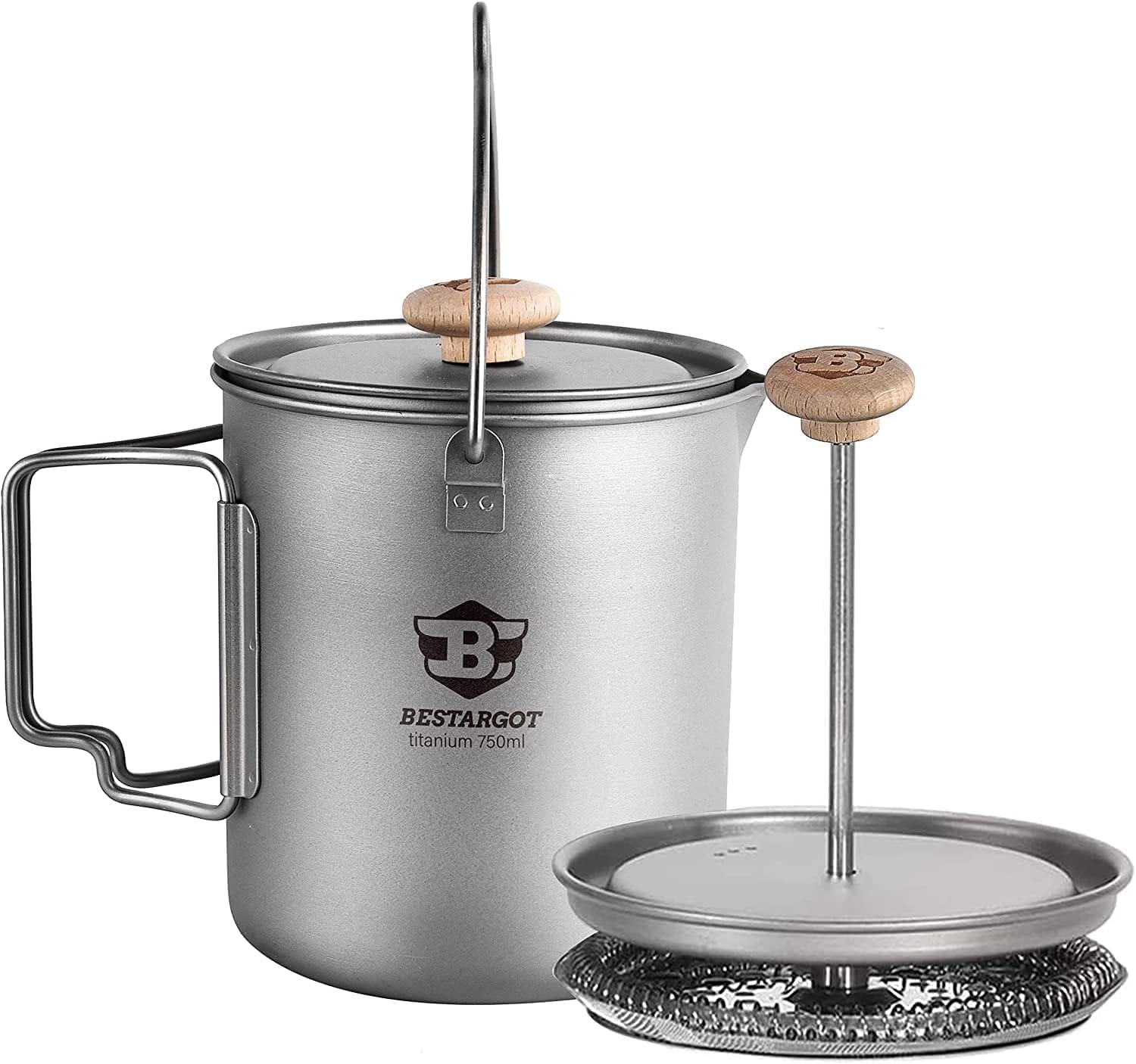 Bestargot Titanium Pot 750Ml, Portable French Press | Ultralight Camping Pot For Coffee, Cooking & Survival | Compatible With Camp Stoves Bestargot Titanium Pot 750Ml, Portable French Press | Ultralight Camping Pot For Coffee, Cooking & Survival | Compatible With Camp Stoves