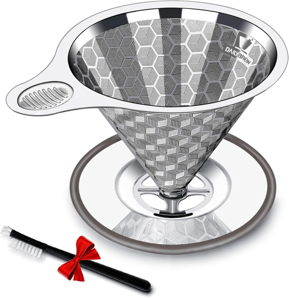 Pour Over Coffee Dripper, Triple Layer Stainless Steel Pour Over Coffee Dripper, Portable Coffee Maker With Detachable Cup Stand, 2-4 Cup Paperless Reusable Pour Over Coffee Filter Non-Plastic Pour Over Coffee Dripper, Triple Layer Stainless Steel Pour Over Coffee Dripper, Portable Coffee Maker With Detachable Cup Stand, 2-4 Cup Paperless Reusable Pour Over Coffee Filter Non-Plastic