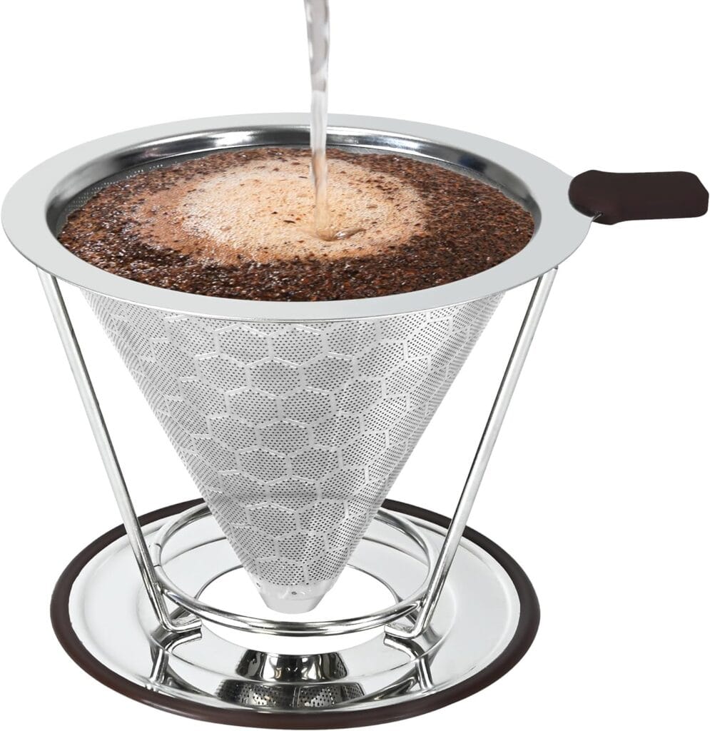 TECHSHARE Pour Over Coffee Dripper, Pour-over Filters with 800 Mesh Steel Mesh Optimize Extraction For Rich Coffee Flavor, Stainless Steel Filter, Paperless Pour-over TECHSHARE Pour Over Coffee Dripper, Pour-over Filters with 800 Mesh Steel Mesh Optimize Extraction For Rich Coffee Flavor, Stainless Steel Filter, Paperless Pour-over