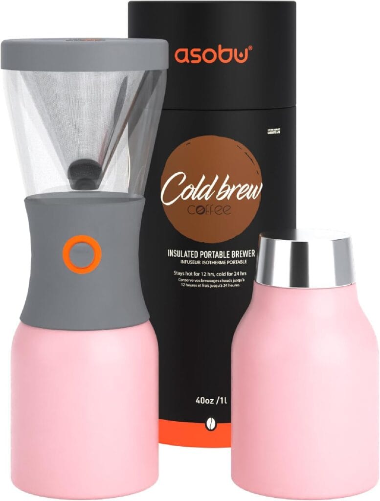 Asobu Coldbrew Portable Cold Brew Coffee Maker With A Vacuum Insulated 1 Liter Stainless Steel 18/8 Carafe Bpa Free (Powdered Pink) Asobu Coldbrew Portable Cold Brew Coffee Maker With A Vacuum Insulated 1 Liter Stainless Steel 18/8 Carafe Bpa Free (Powdered Pink)