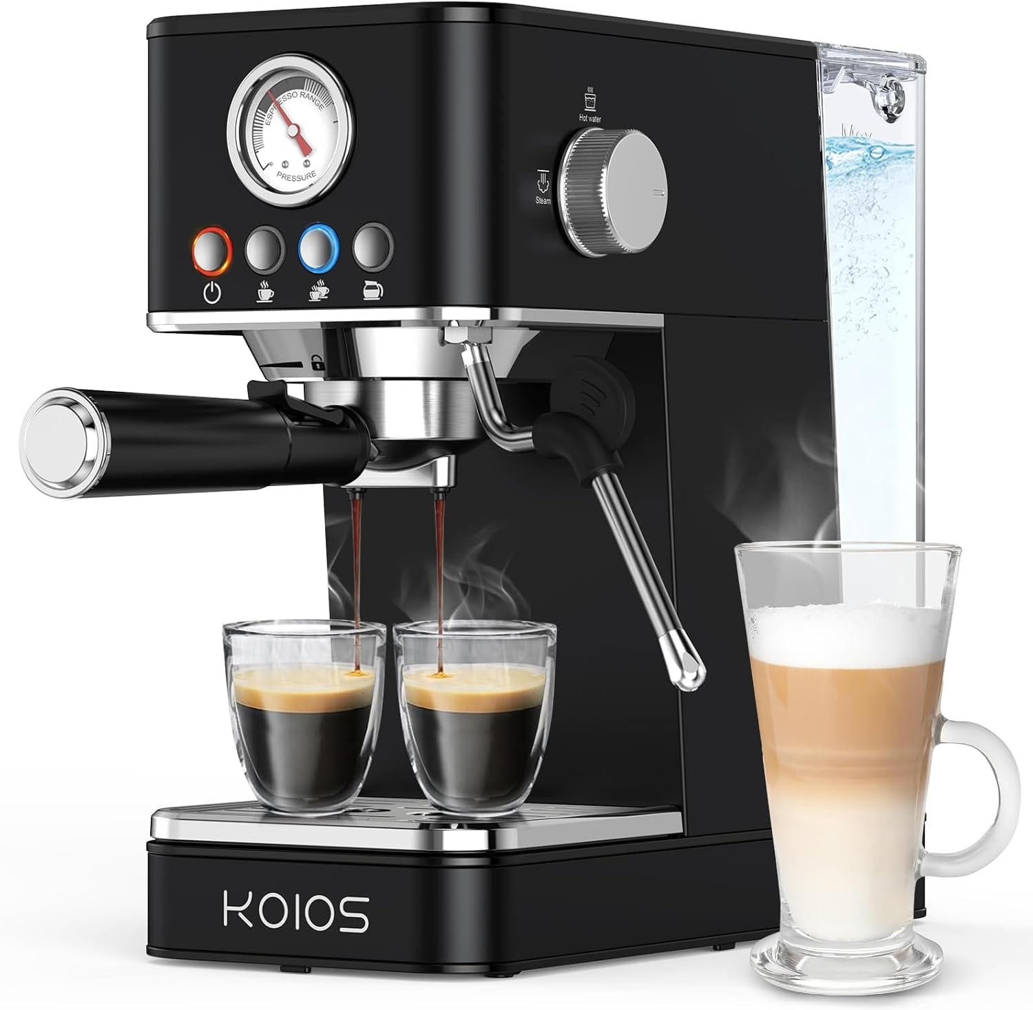 Koios Espresso Machine 20 Bar, Upgraded Espresso Maker With Milk Frother Steam Wand, Semi-Automatic Espresso Coffee Machines For Home, Cappuccino, Latte Maker With 58Oz Removable Water Tank, Black Koios Espresso Machine 20 Bar, Upgraded Espresso Maker With Milk Frother Steam Wand, Semi-Automatic Espresso Coffee Machines For Home, Cappuccino, Latte Maker With 58Oz Removable Water Tank, Black