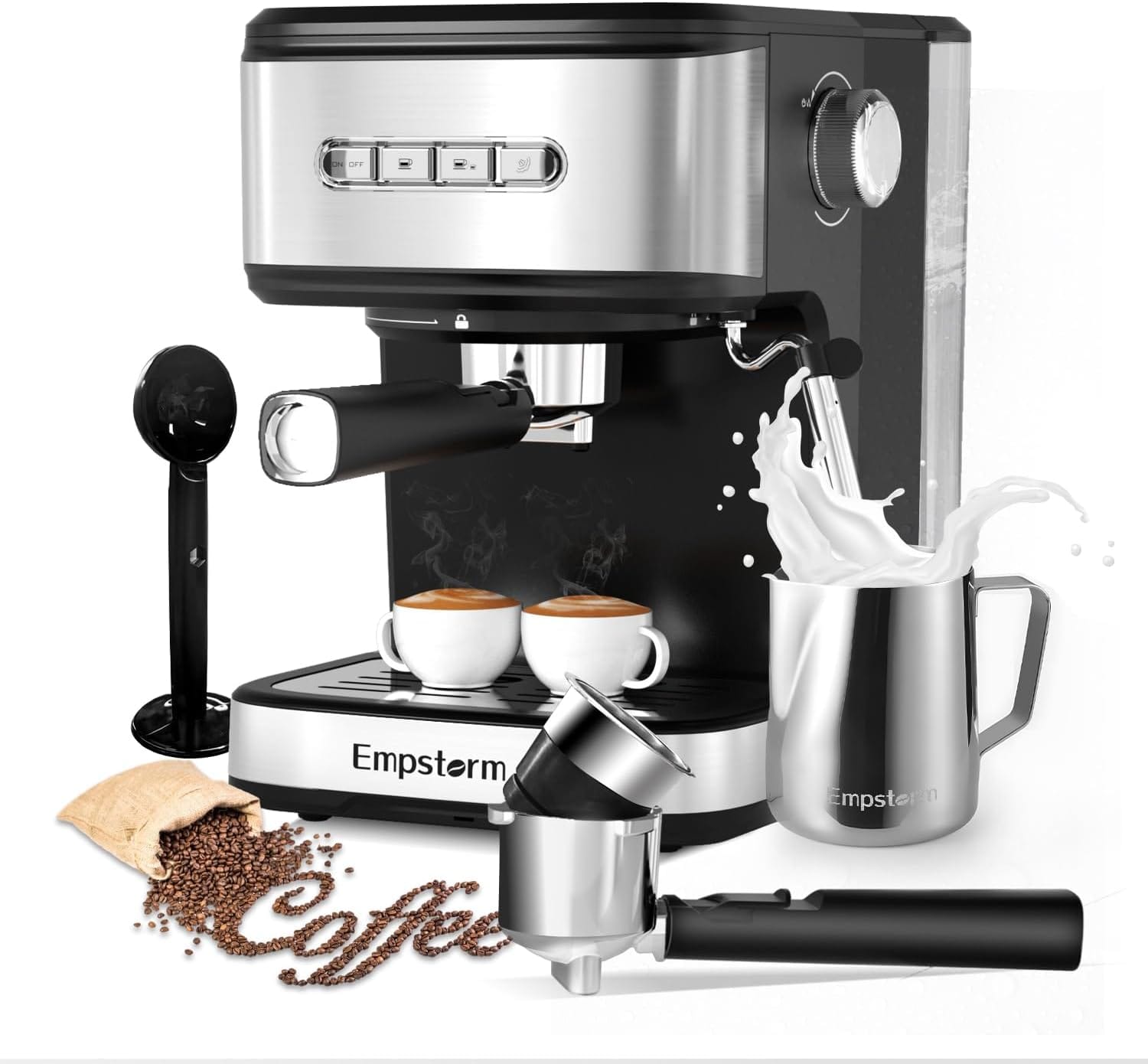 Espresso Machine 20 Bar, 2 In 1 Espresso Maker With Milk Frother Steam Wand For Latte And Cappuccino, Powder And Capsule Portafilter, 50Oz Removable Water Tank Coffee Machine For Home Espresso Machine 20 Bar, 2 In 1 Espresso Maker With Milk Frother Steam Wand For Latte And Cappuccino, Powder And Capsule Portafilter, 50Oz Removable Water Tank Coffee Machine For Home
