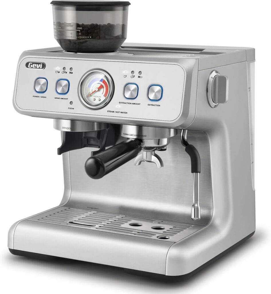 Gevi [2024 Upgraded Dual Boiler Espresso Machine Ezbru 2000 | 58Mm Grouphead | Barista Level Steam Wand | Built-In Grinder With 31 Size Settings | Full Stainless Steel Housing | Sterling Silver Gevi [2024 Upgraded Dual Boiler Espresso Machine Ezbru 2000 | 58Mm Grouphead | Barista Level Steam Wand | Built-In Grinder With 31 Size Settings | Full Stainless Steel Housing | Sterling Silver