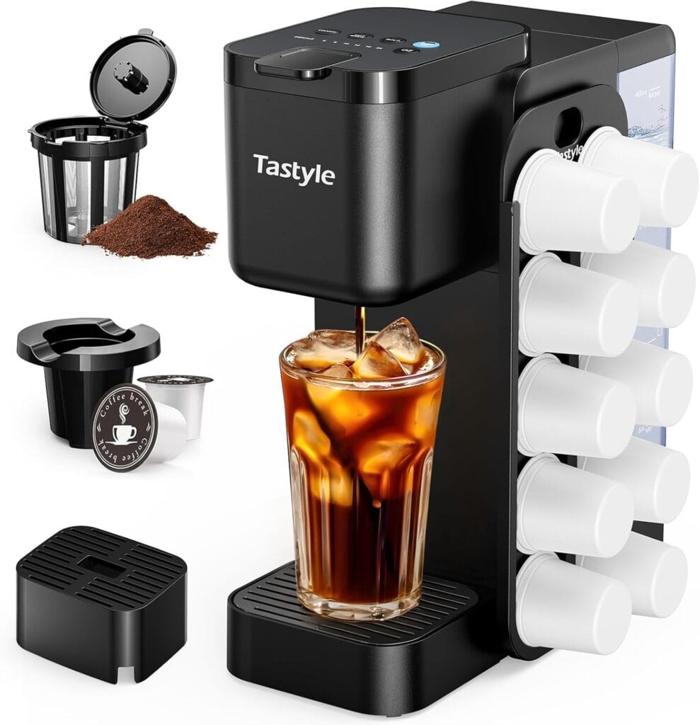 Hot & Iced Coffee Maker With Magnetic K-Pod Organizer (Pods Not Included), Stores 10 Pods, 4-5 Cups Coffee Maker & Single-Serve Brewer For K Cup & Grounds, 40Oz Removable Water Tank, Black Hot & Iced Coffee Maker With Magnetic K-Pod Organizer (Pods Not Included), Stores 10 Pods, 4-5 Cups Coffee Maker & Single-Serve Brewer For K Cup & Grounds, 40Oz Removable Water Tank, Black