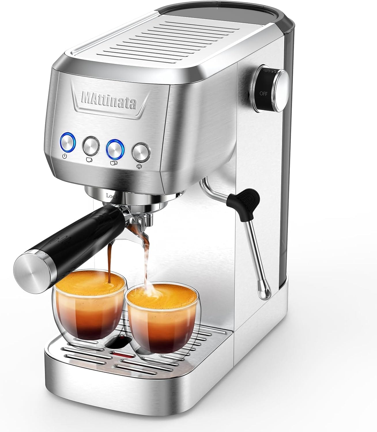 Espresso Coffee Machine, Compact Espresso Maker 20 Bar, Stainless Steel Cappuccino Machines With Steam Milk Frother For Home Barista, Office Mattino Espresso Coffee Machine, Compact Espresso Maker 20 Bar, Stainless Steel Cappuccino Machines With Steam Milk Frother For Home Barista, Office Mattino