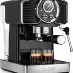 Espresso Machine 20 Bar, Professional Espresso Maker with Milk Frother Steamer Wand, Espresso Coffee Machine Black, Cappuccino & Latte Machine for Home, Retro, 1.8L Removable Water Tank