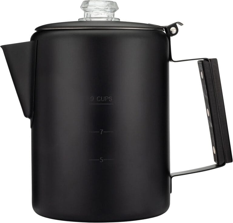 COLETTI Black Bozeman Percolator Coffee Pot — Camping Coffee Pot, Coffee Percolator – America’s Sleekest Percolator – Pure Stainless Steel, NO Aluminum or Plastic (9 Cup) COLETTI Black Bozeman Percolator Coffee Pot — Camping Coffee Pot, Coffee Percolator – America’s Sleekest Percolator – Pure Stainless Steel, NO Aluminum or Plastic (9 Cup)