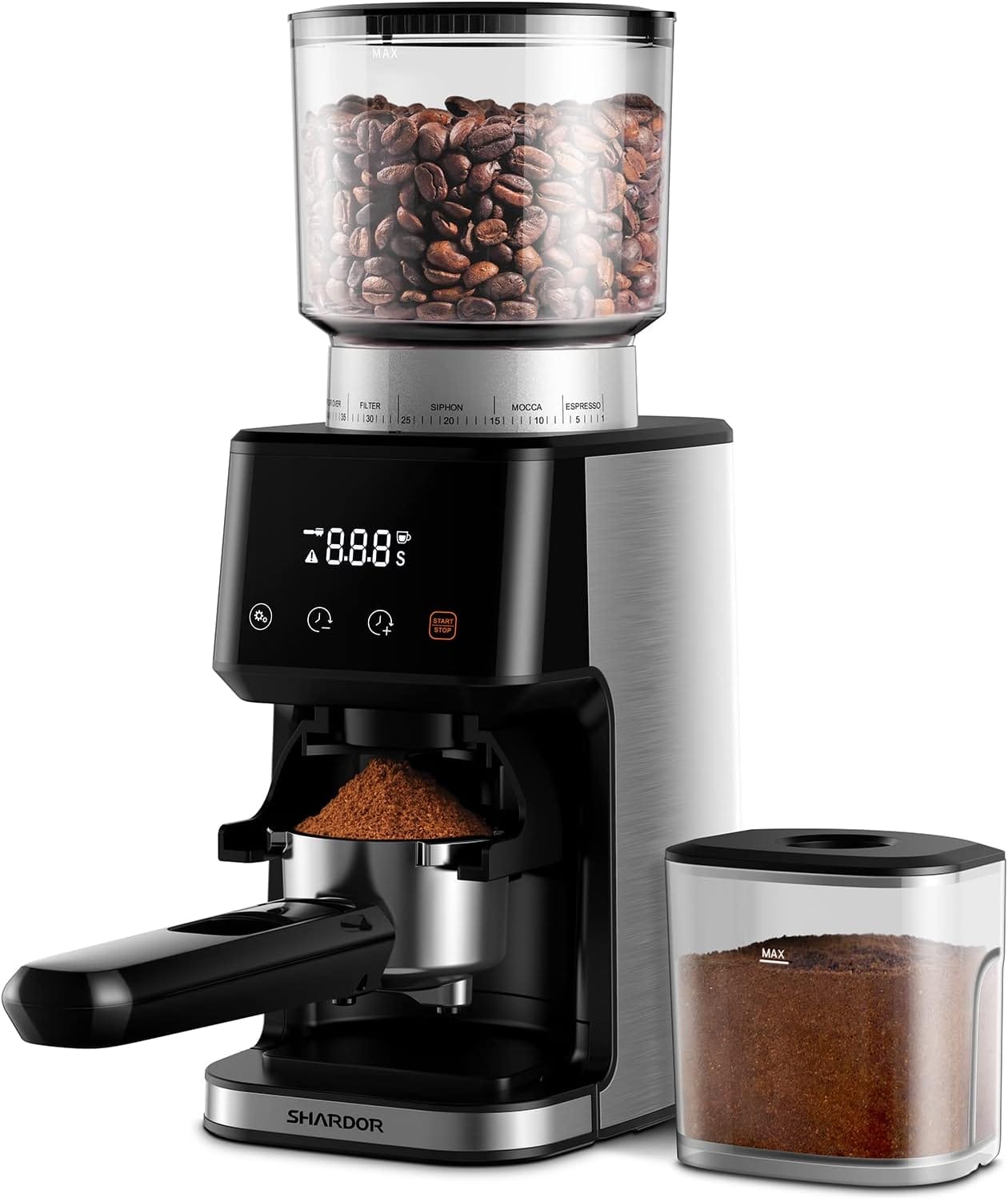 Shardor Conical Burr Espresso Coffee Grinder Electric With Precision Timer 2.0, Touchscreen Adjustable Burr Mill With 51 Precise Settings For Home Use, Anti-Static, Stainless Steel Shardor Conical Burr Espresso Coffee Grinder Electric With Precision Timer 2.0, Touchscreen Adjustable Burr Mill With 51 Precise Settings For Home Use, Anti-Static, Stainless Steel