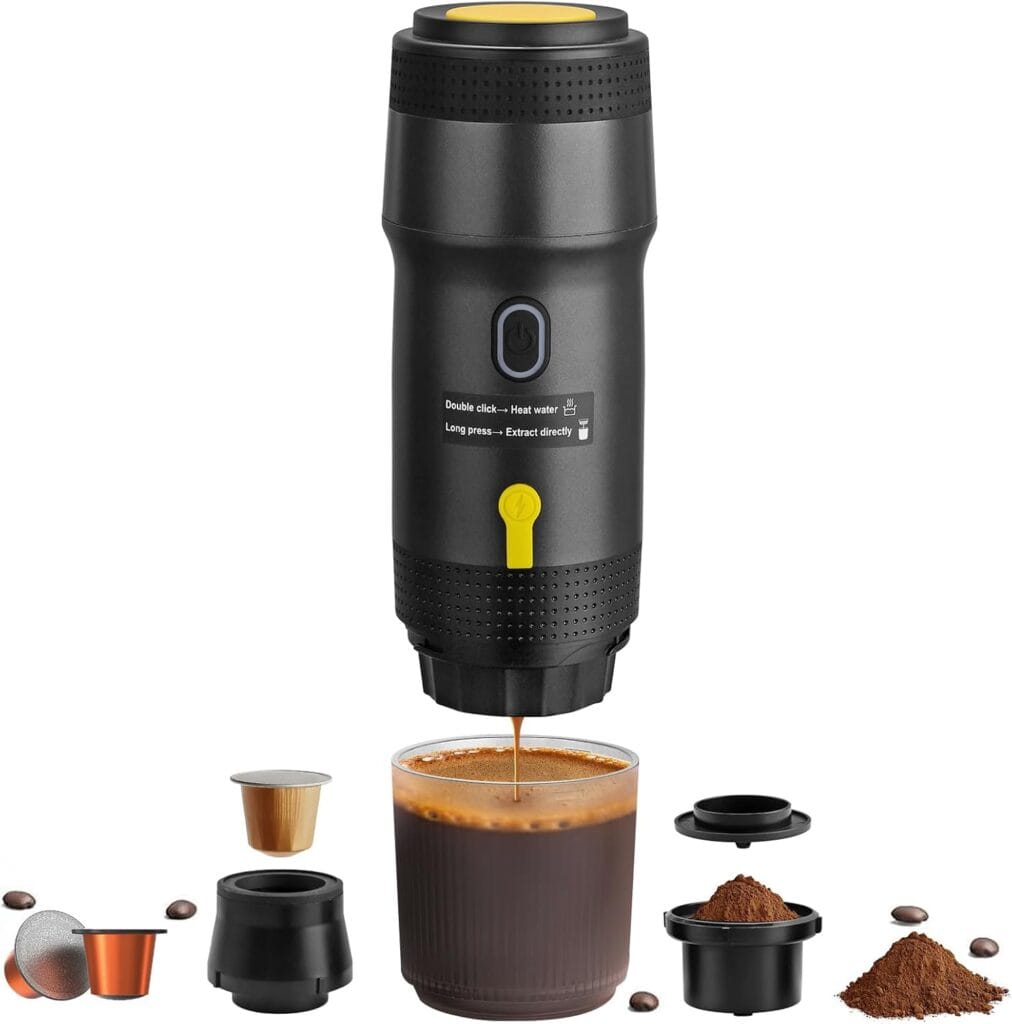 Portable Espresso Maker with Intelligent Anti-Dry Burn,25Bar Self-Heating 7Min Electric Mini Coffee Maker,compatible with NS/DG Capsules & Ground Coffee for Travel,RV,Office & Home