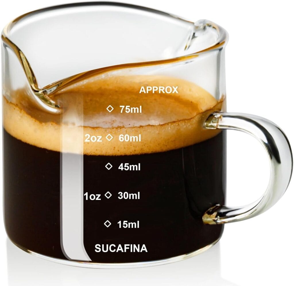 Paracity Espresso Cup With Handle, 2.5 Oz Double Spout Clear Glass Measuring Cup With Dual Scale, Espresso Shot Glass With V-Shaped Mouth, Espresso Accessories Paracity Espresso Cup With Handle, 2.5 Oz Double Spout Clear Glass Measuring Cup With Dual Scale, Espresso Shot Glass With V-Shaped Mouth, Espresso Accessories