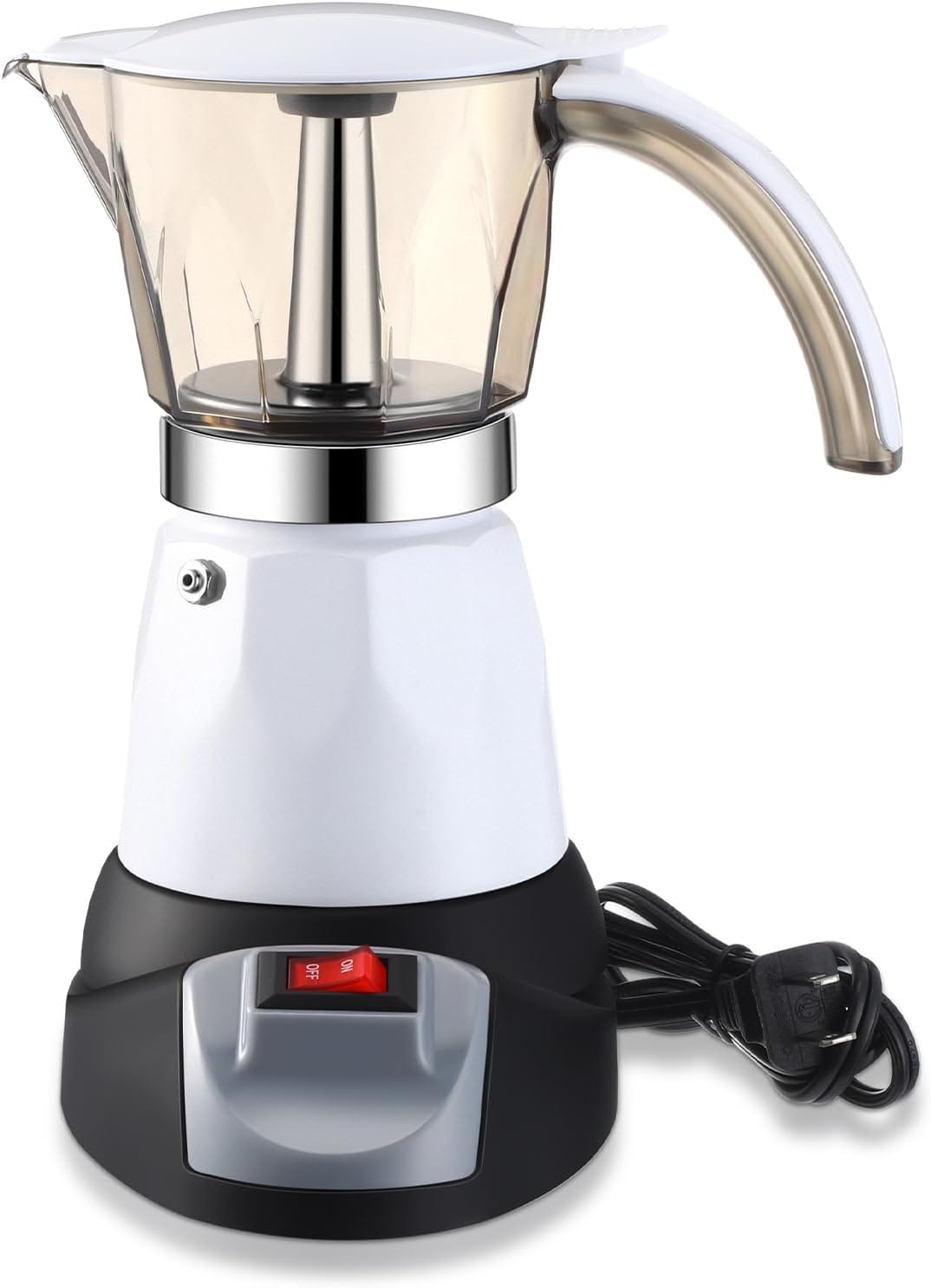 Electric Espresso Maker Transparent Coffee Maker Electric Moka Pot Portable Aluminum Espresso Machine Italian Moka Pot With Detachable Base, Coffee Gift For Women Men Home Travel(White,6 Cup) Electric Espresso Maker Transparent Coffee Maker Electric Moka Pot Portable Aluminum Espresso Machine Italian Moka Pot With Detachable Base, Coffee Gift For Women Men Home Travel(White,6 Cup)