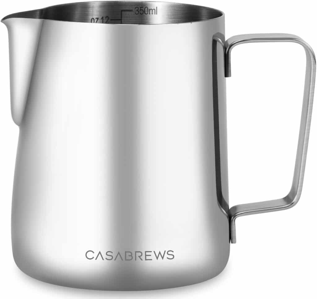 Casabrews Casmp350 Milk Frothing Pitcher, Stainless Steel Steaming Pitcher With Sharp Spout, 350Ml (12Oz) Milk Frother Cup For Cappuccino Or Latte Art, Espresso Machine Accessories For Barista Casabrews Casmp350 Milk Frothing Pitcher, Stainless Steel Steaming Pitcher With Sharp Spout, 350Ml (12Oz) Milk Frother Cup For Cappuccino Or Latte Art, Espresso Machine Accessories For Barista