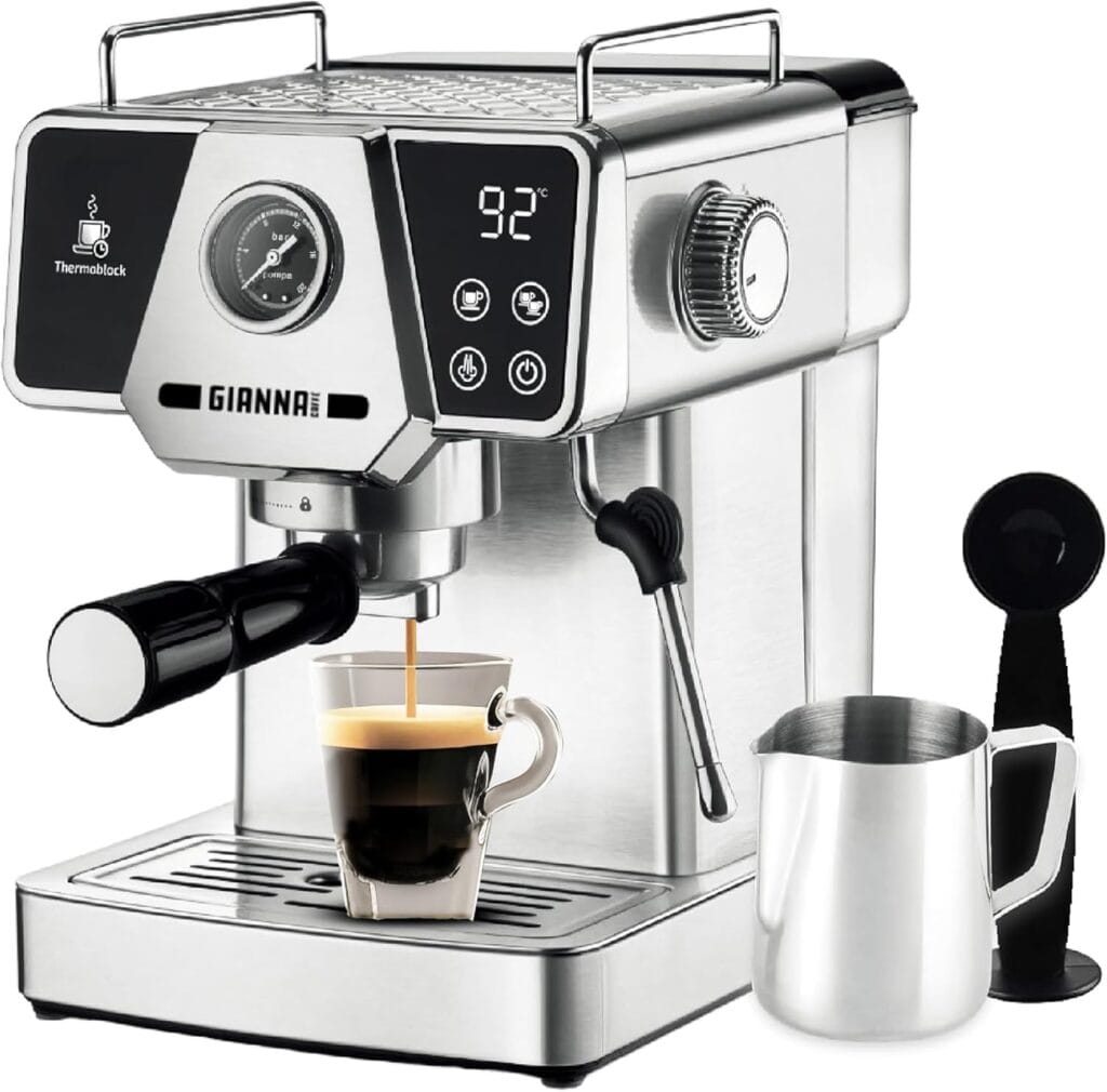 Gianna Espresso Machine 20 Bar, Compact Espresso Maker With Steam Milk Frother, Stainless Steel Coffee Machine With 60Oz Removable Water Tank For Cappuccino, Latte, Silver Gianna Espresso Machine 20 Bar, Compact Espresso Maker With Steam Milk Frother, Stainless Steel Coffee Machine With 60Oz Removable Water Tank For Cappuccino, Latte, Silver