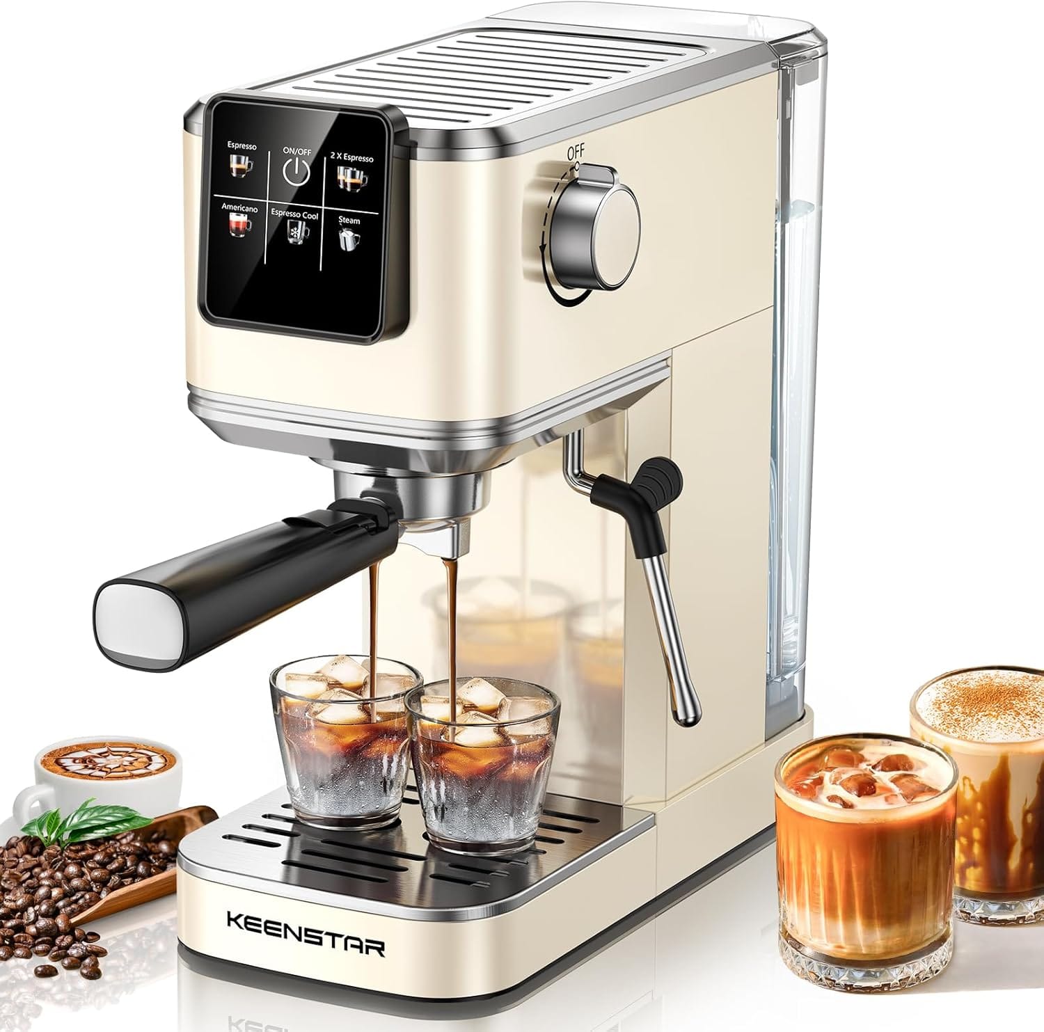 20Bar Espresso Machine With Rapid Cold Brew, Hot & Iced Coffee Machine, Espresso Maker With Milk Frother Steam Wand, Touch Screen With 40Oz Water Tank For Latte, Cappuccino, Gift 20Bar Espresso Machine With Rapid Cold Brew, Hot & Iced Coffee Machine, Espresso Maker With Milk Frother Steam Wand, Touch Screen With 40Oz Water Tank For Latte, Cappuccino, Gift