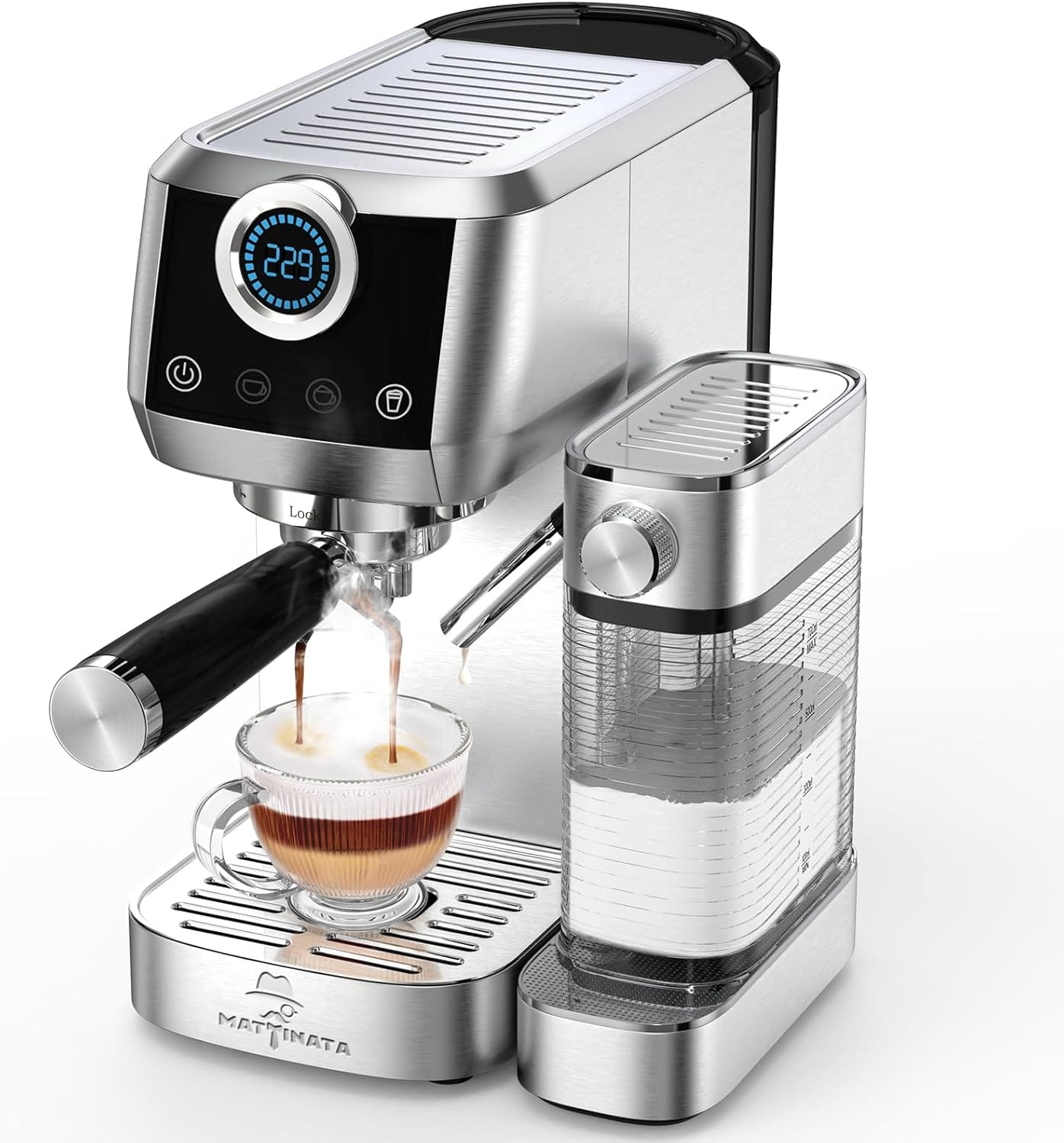 Cappuccino Coffee Machine, Espresso Machine Touchscreen Control With Auto Milk Frother, Stainless Steel Espresso Maker 20 Bar, Latte Coffee Maker With For Home, Office With Timer Cappuccino Coffee Machine, Espresso Machine Touchscreen Control With Auto Milk Frother, Stainless Steel Espresso Maker 20 Bar, Latte Coffee Maker With For Home, Office With Timer
