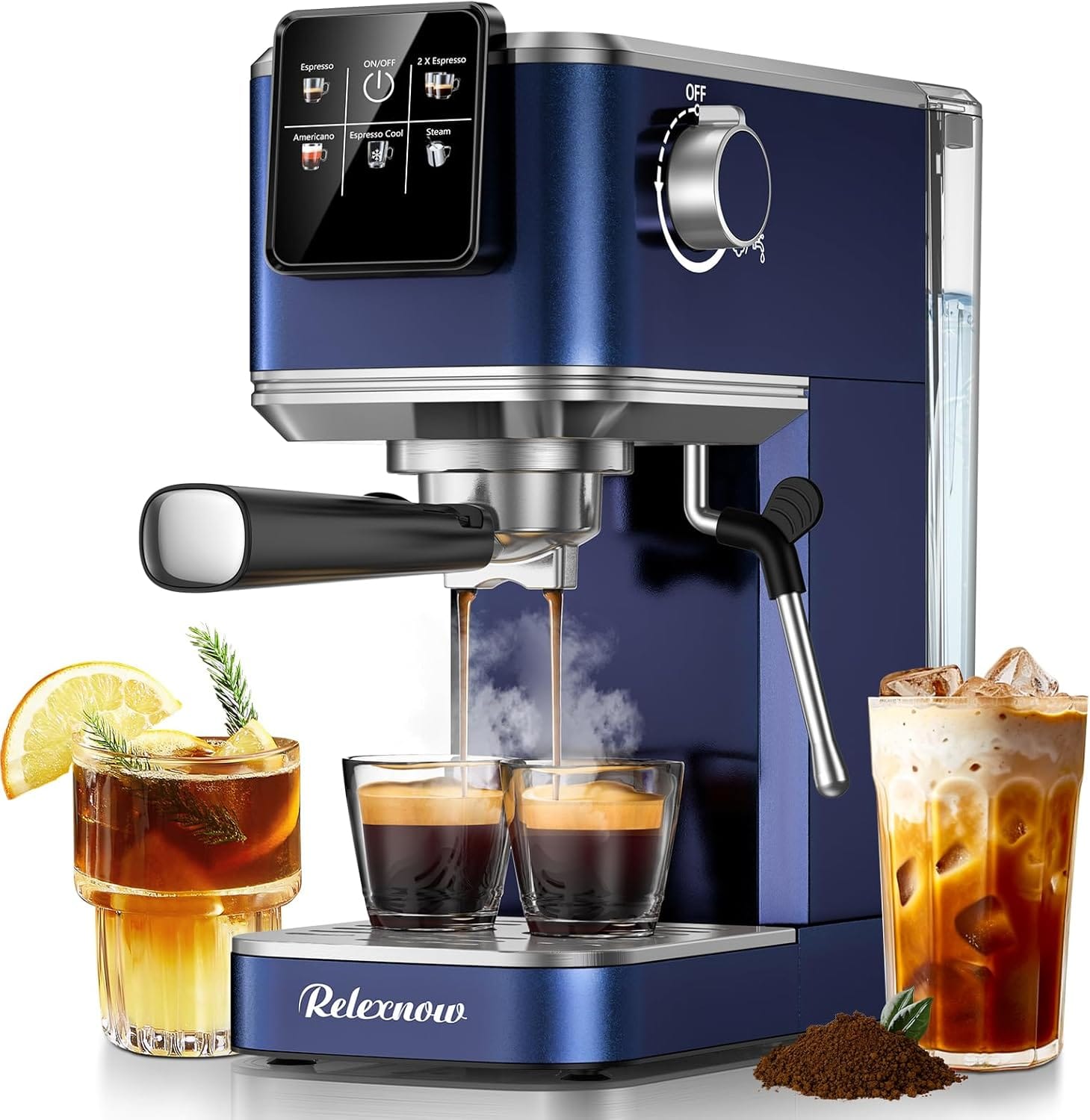 Espresso Machine, 20 Bar Espresso Maker Milk Frother & Lcd Panel, Hot & Iced Coffee Machine, Stainless Steel Espresso Coffee Machine With 41Oz Water Tank For Cappuccino, Latte Espresso Machine, 20 Bar Espresso Maker Milk Frother & Lcd Panel, Hot & Iced Coffee Machine, Stainless Steel Espresso Coffee Machine With 41Oz Water Tank For Cappuccino, Latte