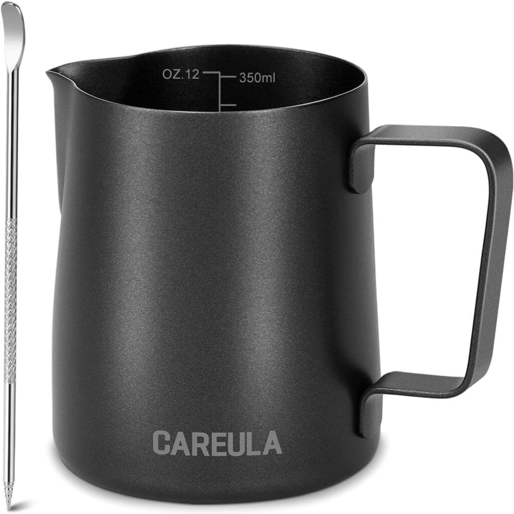 Milk Frothing Pitcher, 12Oz Stainless Steel Milk Frother Cup Steaming Pitcher, Coffee Bar Cappuccino Espresso Machine Accessories Barista Tools, Metal Pitcher Milk Jug With Latte Art Pen, Matte Black Milk Frothing Pitcher, 12Oz Stainless Steel Milk Frother Cup Steaming Pitcher, Coffee Bar Cappuccino Espresso Machine Accessories Barista Tools, Metal Pitcher Milk Jug With Latte Art Pen, Matte Black