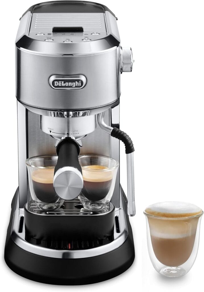 De’Longhi Dedica Maestro Espresso Machine with Milk Frother, 15-Bar Pump & Temperature Control – Barista Coffee Maker Kit for Espresso, Latte, Cappuccino & Iced Coffee – Italian Stainless Steel Design