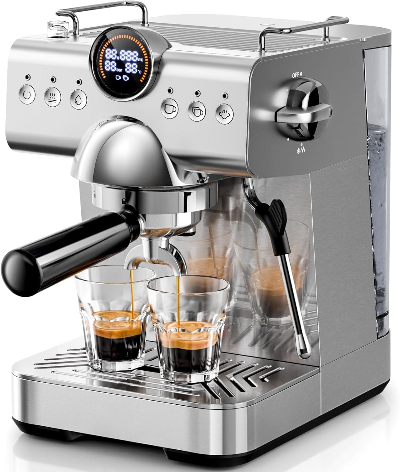 Kismile Espresso Machine with Cold Brew, Professional Espresso Maker with Milk Frother Steam Wand for Latte & Cappuccino, Espresso Coffee Machine with LED Display for Home Use(Stainless Steel) Kismile Espresso Machine with Cold Brew, Professional Espresso Maker with Milk Frother Steam Wand for Latte & Cappuccino, Espresso Coffee Machine with LED Display for Home Use(Stainless Steel)