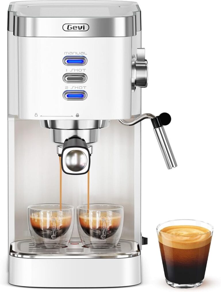 Gevi Espresso Machine 20 Bar High Pressure,Compact Espresso Maker with Milk Frother Steam Wand,Cappuccino,Latte Maker with Adjustable Shot Volume for Home,Gift for Mom and Dad