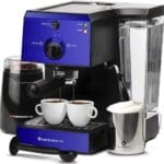 EspressoWorks All-In-One Espresso Machine with Milk Frother 7-Piece Set – Latte Maker Includes Grinder, Frothing Pitcher, Cups, Spoon and Tamper – Coffee Gifts (Blue)