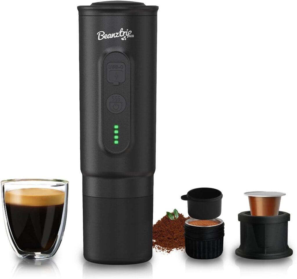 H02 PRO Portable Espresso Maker, Electric Coffee Machine for Travel, 20Bar Small Mini Coffee Maker with Self-Heating, Espresso Machine Fits Ground Coffee & NS Capsule, for Camping, Hiking