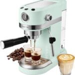 Neretva 20 Bar Espresso Coffee Machine with Steam Wand for Latte Espresso and Cappuccino, Compact Espresso Maker For Home Barista, 1350W Premium Italian High Pressure – Mint Green