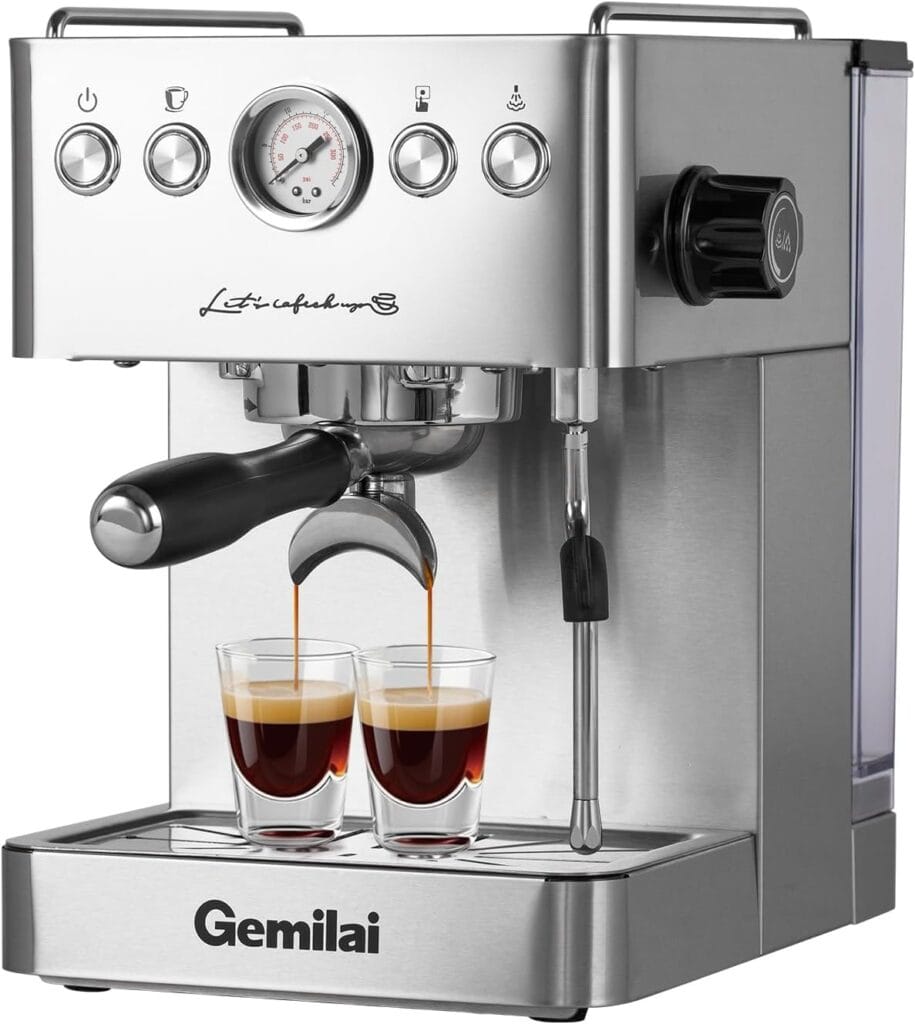 Espresso Machine, 15 Bar Professional Espresso Maker, 1500 W Powerful Water Pump with NTC, Coffee Machine for Cappuccino, Latte, Gift for Coffee Lover, Stainless Steel G3005H