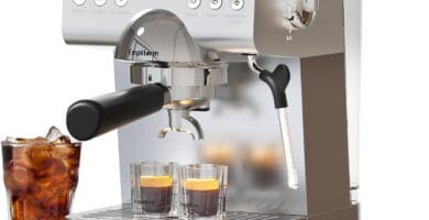 Espresso Machine with LED Display, 20 Bar Espresso Maker with Milk Frother Steam Wand, Hot & Iced Coffee Machine – 51oz Water Tank for Cappuccino, Latte, Cold Brew (Stainless Steel)