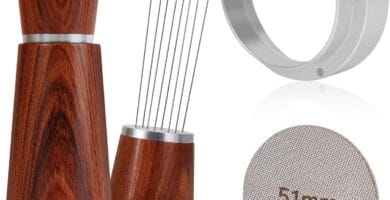 51mm Espresso Accessories Kit, WDT Tool, Dosing Funnel and Puck Screen Set, 316 Stainless Steel Needle Coffee Distribution Stirrer, Portafilter Dosing Ring for Barista 51 mm