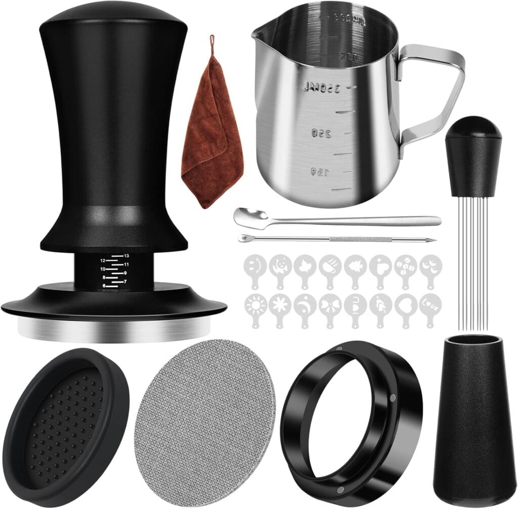 Y-Step 25 PCS Espresso Accessories Kit, Espresso Tamper Kit Coffee Tamper Set, 51mm Espresso Tamper with Spring Loaded Calibrated, 51mm Espresso Puck Screen and Dosing Funnel, WDT Tool, Latte Art Kit Y-Step 25 PCS Espresso Accessories Kit, Espresso Tamper Kit Coffee Tamper Set, 51mm Espresso Tamper with Spring Loaded Calibrated, 51mm Espresso Puck Screen and Dosing Funnel, WDT Tool, Latte Art Kit