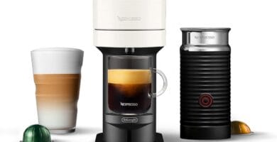 Nespresso Vertuo Next Coffee and Espresso Maker by De’Longhi with Aeroccino Milk Frother, White
