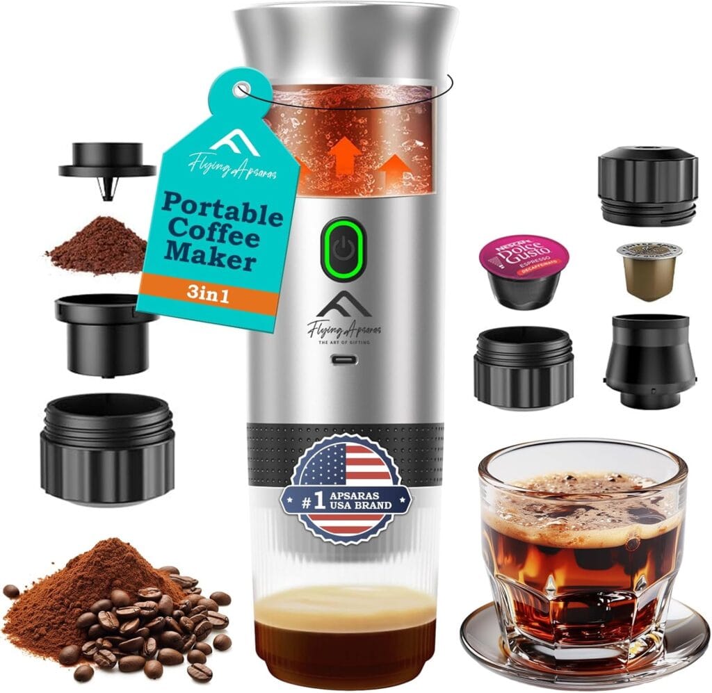 APSARAS USA Portable Coffee Maker, Portable Espresso Maker, 20 bar Mini Espresso Machine, 3in1 Electric Espresso Maker, Travel Coffee Maker with Ground Coffee & Capsule(Ns&DG) for RV, Camping APSARAS USA Portable Coffee Maker, Portable Espresso Maker, 20 bar Mini Espresso Machine, 3in1 Electric Espresso Maker, Travel Coffee Maker with Ground Coffee & Capsule(Ns&DG) for RV, Camping