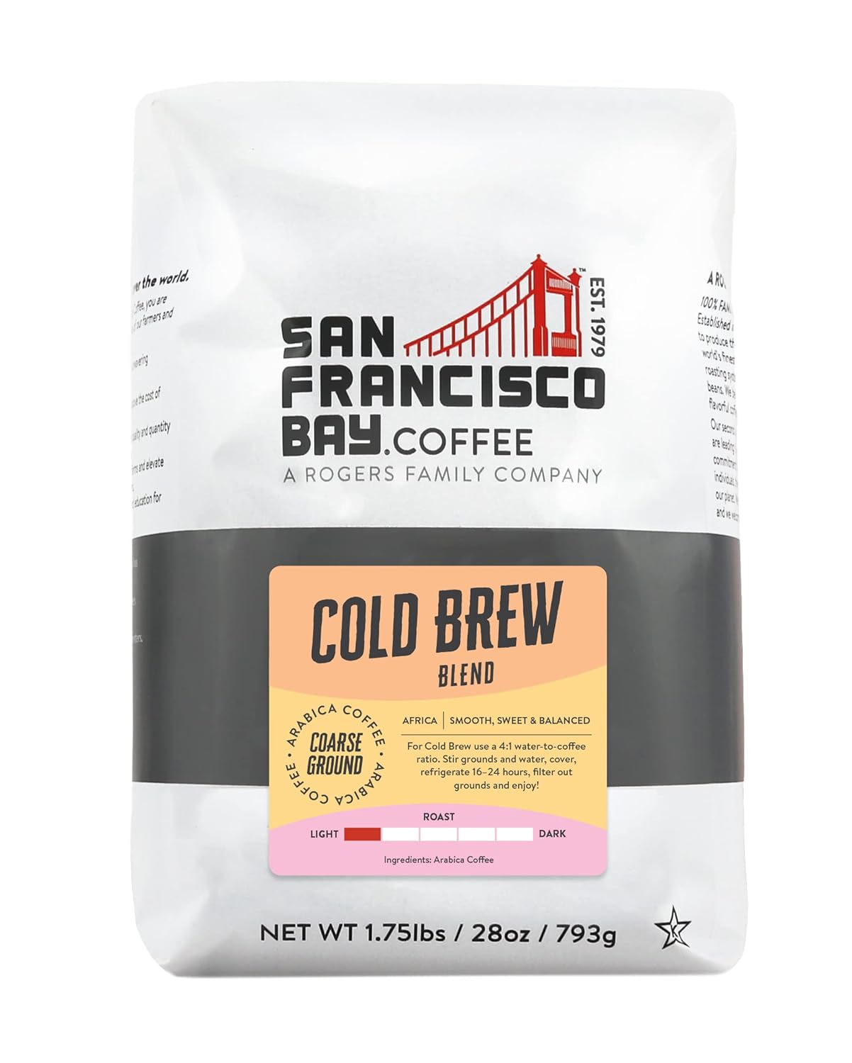 San Francisco Bay Ground Coffee – Cold Brew (28oz Bag), Light Roast San Francisco Bay Ground Coffee – Cold Brew (28oz Bag), Light Roast