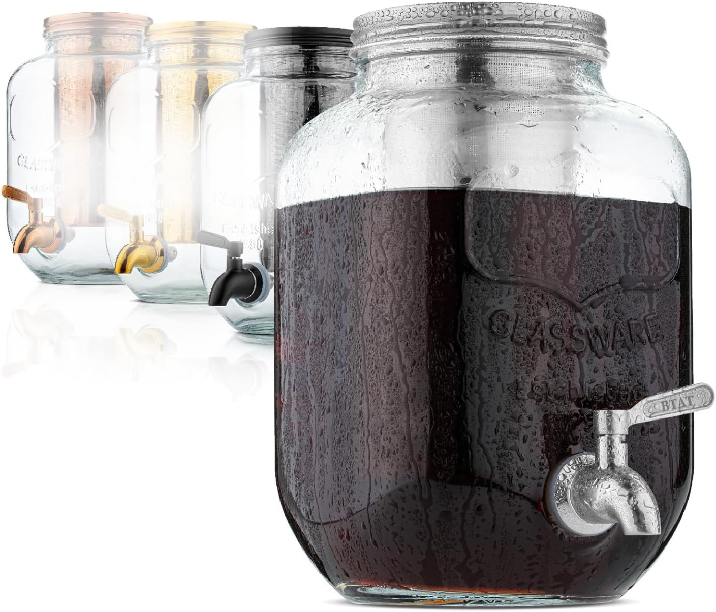 BTaT- Cold Brew Coffee Maker, 1 Gallon Mason Jars Drink Dispenser, Gallon Cold Brew Coffee Maker, Iced Tea Maker, Cold Brew Coffee Carafe, Beverage Dispenser, Glass Dispenser, Cold Brew System BTaT- Cold Brew Coffee Maker, 1 Gallon Mason Jars Drink Dispenser, Gallon Cold Brew Coffee Maker, Iced Tea Maker, Cold Brew Coffee Carafe, Beverage Dispenser, Glass Dispenser, Cold Brew System
