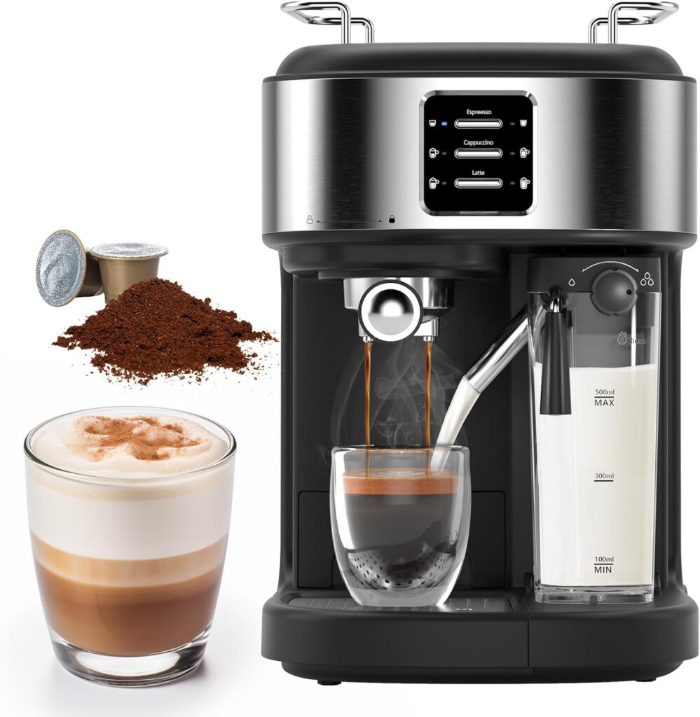 COWSAR 20 Bar Espresso Machine, Cappuccino Machine With Automatic Milk Frother, Latte Machine With Dual Boiler, 57oz Removable Water Tank, Expresso Coffee Machine For Ground Coffee & Capsules COWSAR 20 Bar Espresso Machine, Cappuccino Machine With Automatic Milk Frother, Latte Machine With Dual Boiler, 57oz Removable Water Tank, Expresso Coffee Machine For Ground Coffee & Capsules
